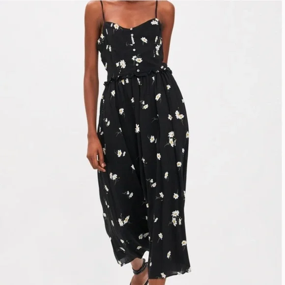 zara black floral midi dress SAMPLE-Zara Midi Dress – SABO main image 0